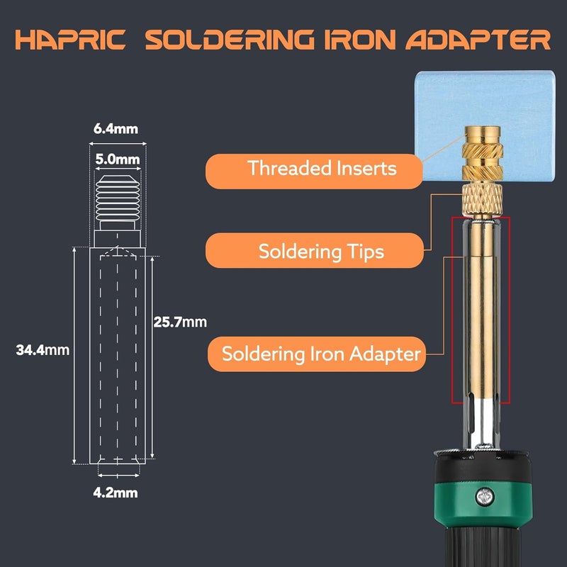 Hapric 8 Pcs Heat Set Insert Tool Soldering Iron Tips M2 M2.5 M3 M4 M5 M6 M8 Thread Inserts for Plastic and 3D Printing - Image 3
